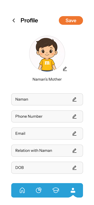 Kheelona parent app: the caregiver and child profile