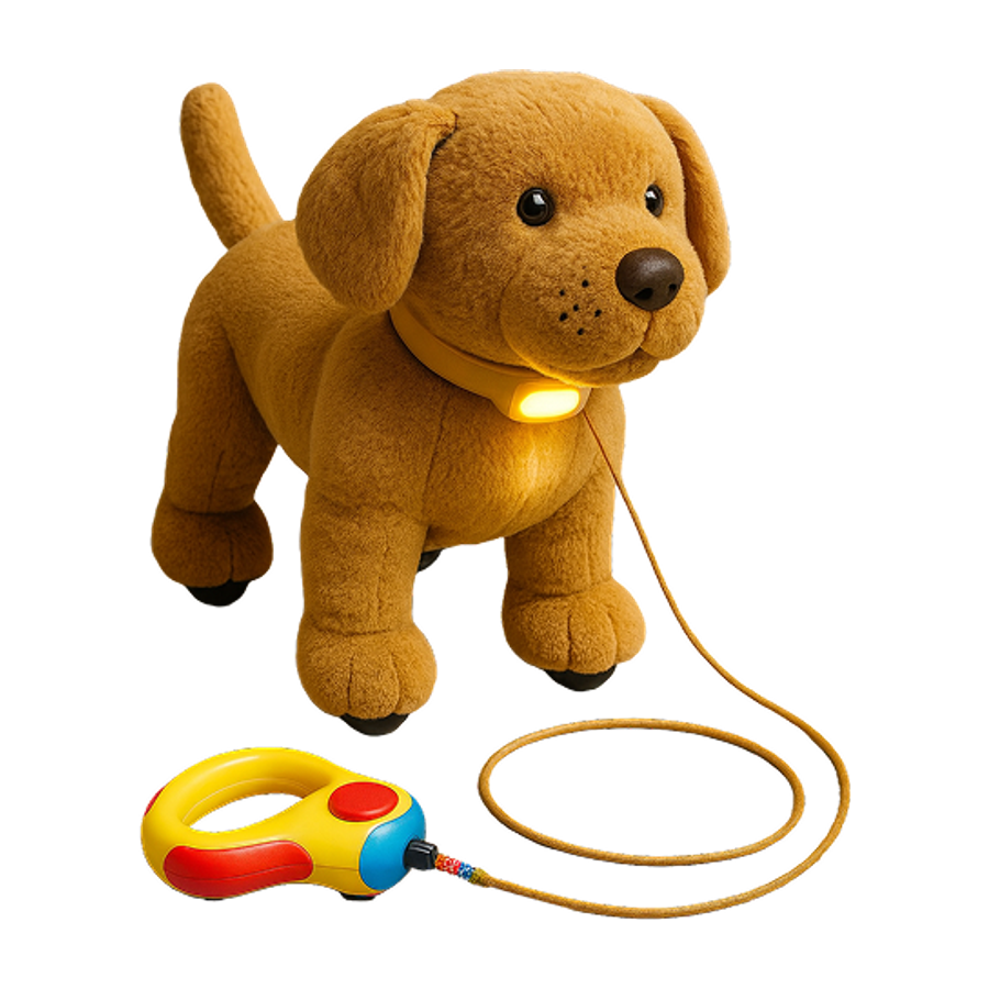 Lua, a golden puppy-shaped AI companion pet with a leash